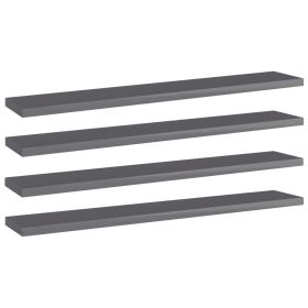 Shelf Set of 4 High gloss grey Engineered wood