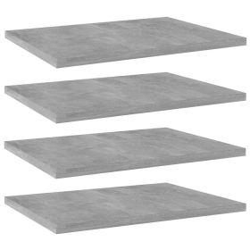 Shelf Set of 4 Concrete Grey Engineered Wood Medium Simple